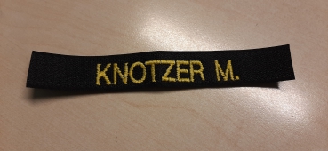 Namensstreifen auf Klett